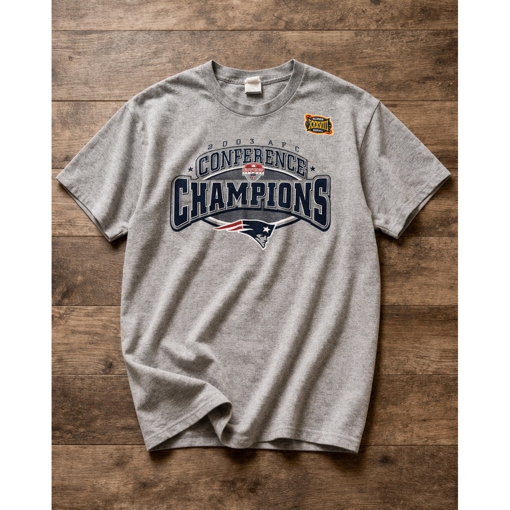 Vintage 2003 Patriots AFC Champions‎ Tee Lee Sport Super Bowl XXXVIII NFL XL